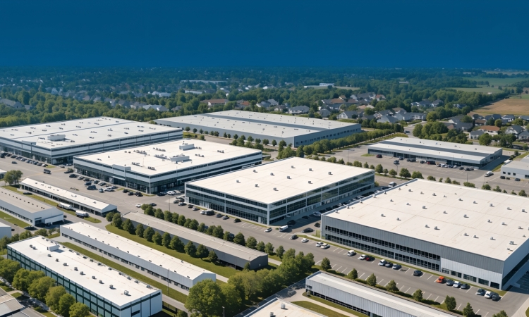 A rendering of a data center campus