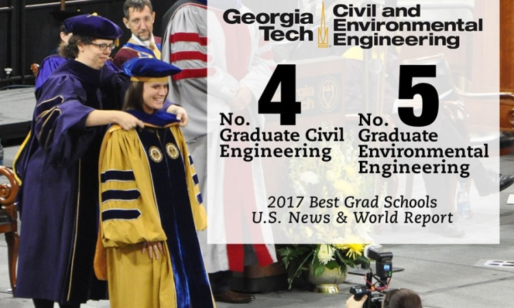 U.S. News and World Report Graduate Program Rankings: Civil #4, Environmental #5