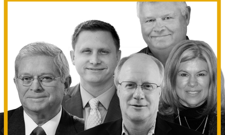 The new members of the School's External Advisory Board: Raul Delgado, Fred Carlson, Art Williams, Murray Griffin and Rebecca Nease.