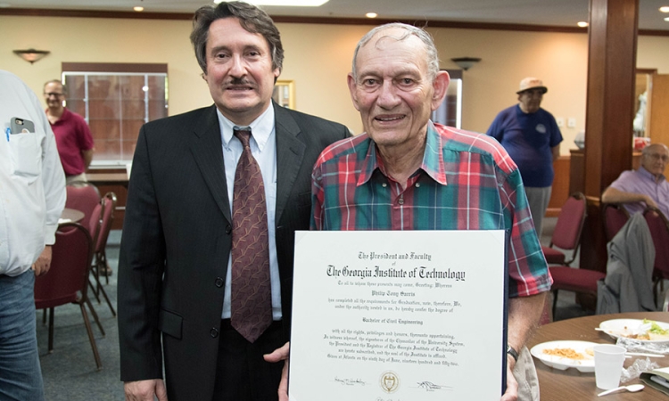 Professor Aris Georgakakos with Philip Sarris, BSCE 1952.
