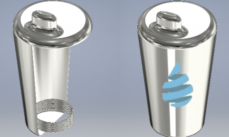 Diagram of the TruePani drinking cup invented by a team that includes CEE undergrads Samantha Becker and Shannon Evanchec.