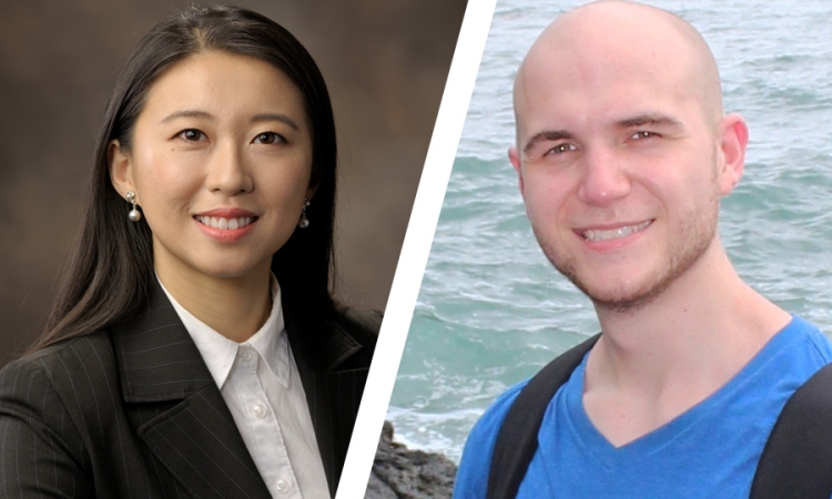 Former Ph.D. students Shelly Zhang and Eric Johnston, who have won the Sigma Xi Best Ph.D. Thesis award for 2019.