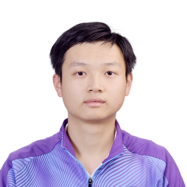 Portrait of Boyang Chen in a purple zip-up warm-up jacket