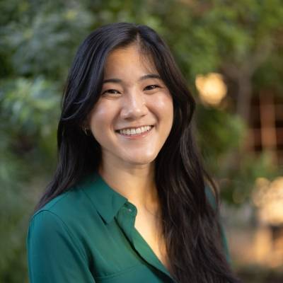 Portrait of Jorja Overbey outdoors in a green blouse