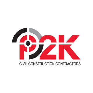 Red and black P2K Civil Construction Contractors logo